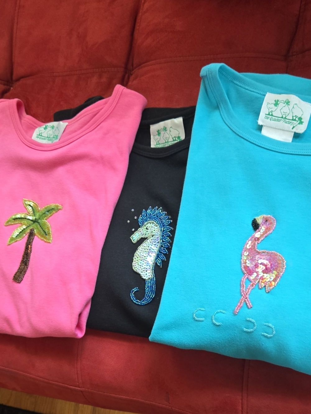 Set Of Three Sequin Short Sleeve Tees
